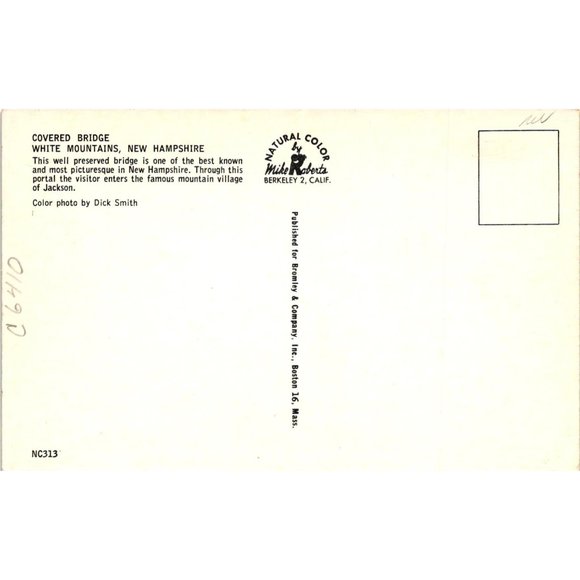 Covered Bridge White Mountains Postcard Travel Souvenir Unposted New Hampshire - Picture 2 of 2